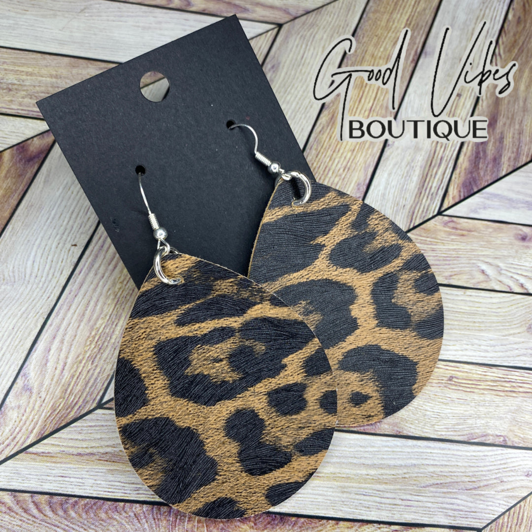 Leopard print clearance leather earrings